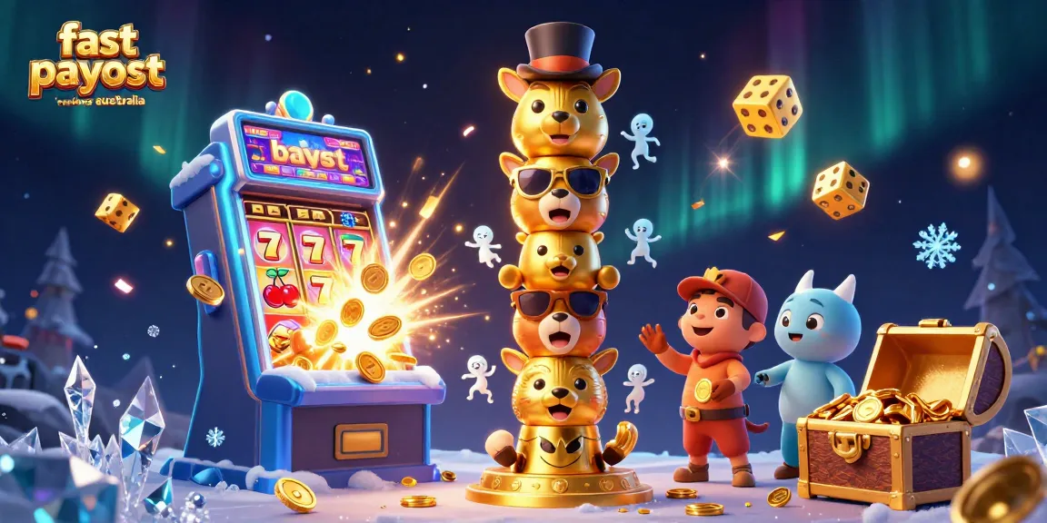 Experience fast payout casinos Australia with dynamic 3D casino illustration showcasing winning moments.