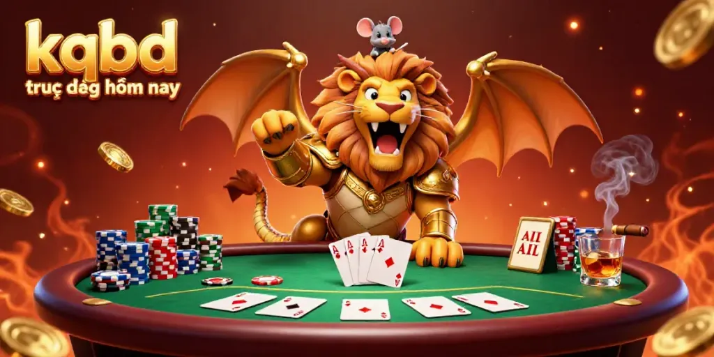 Experience kqbd trực tiếp hôm nay with vibrant poker action featuring a golden chimera and thrilling game elements.