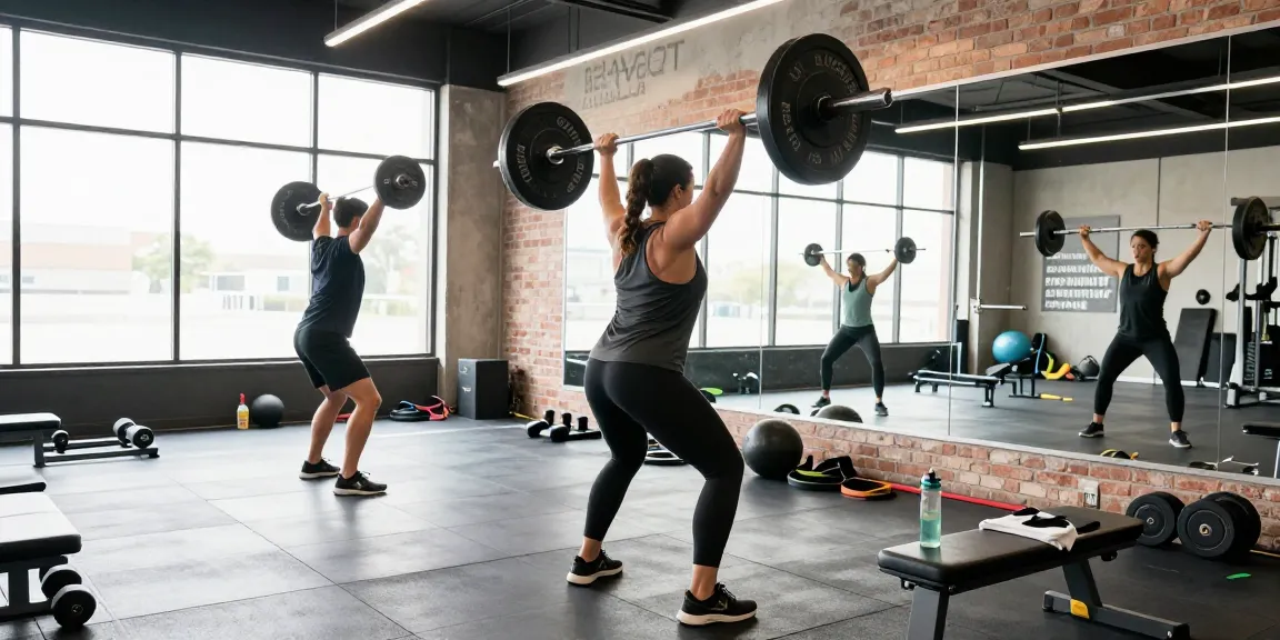 Prime Pharma Steroids training in moderne fitnessstudio met gewichten en natuurlijke verlichting.