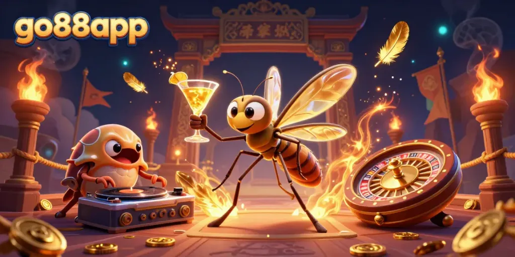 Experience go88app excitement in a dynamic 3D casino scene featuring vibrant characters and atmosphere.